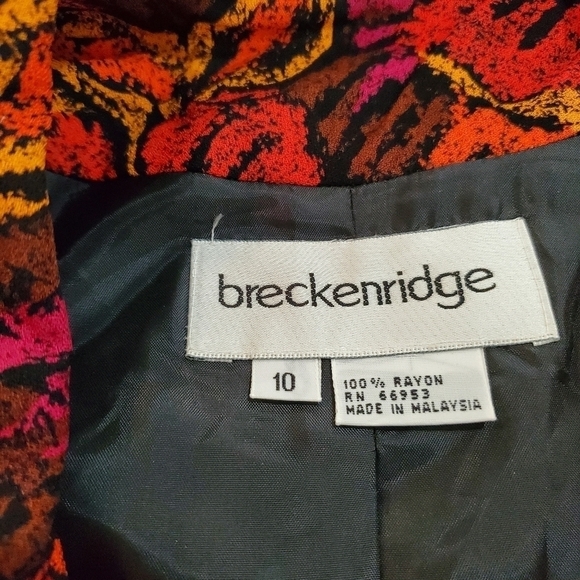 Vintage Blazer Jacket Size 10 90s Breckenridge Red Floral Short Button - Picture 9 of 9